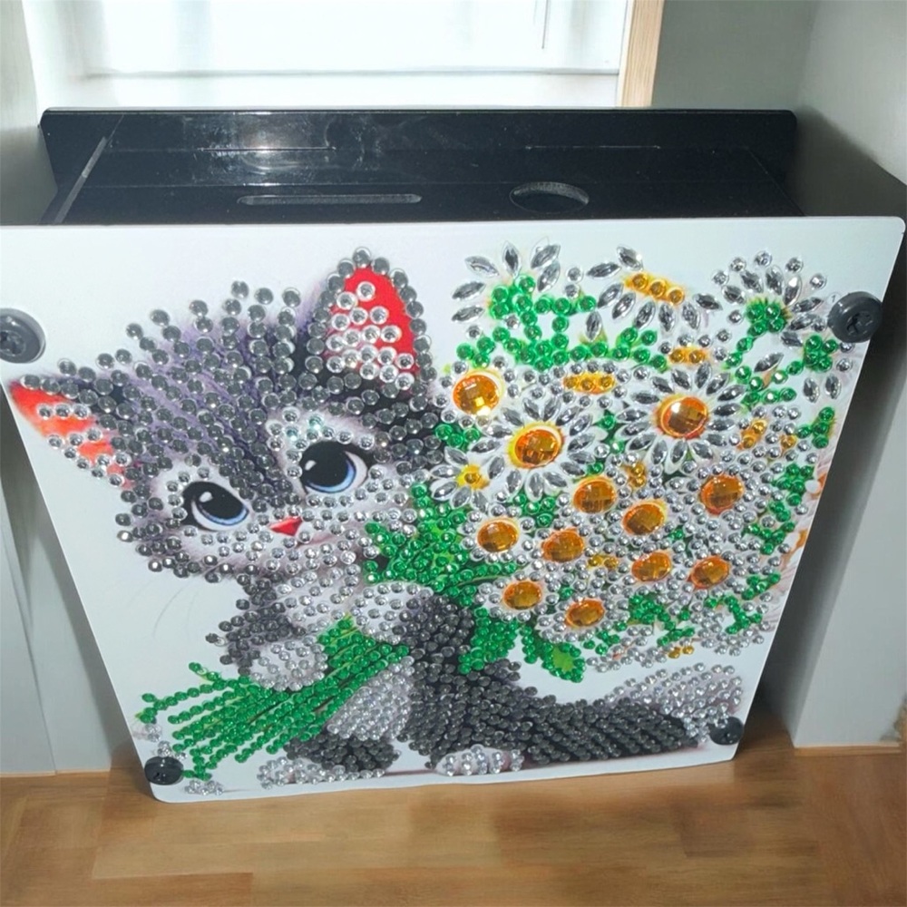Handmade Diamond Art Kitten Coin Bank 🐱✨ Rhinestone Cute Decor